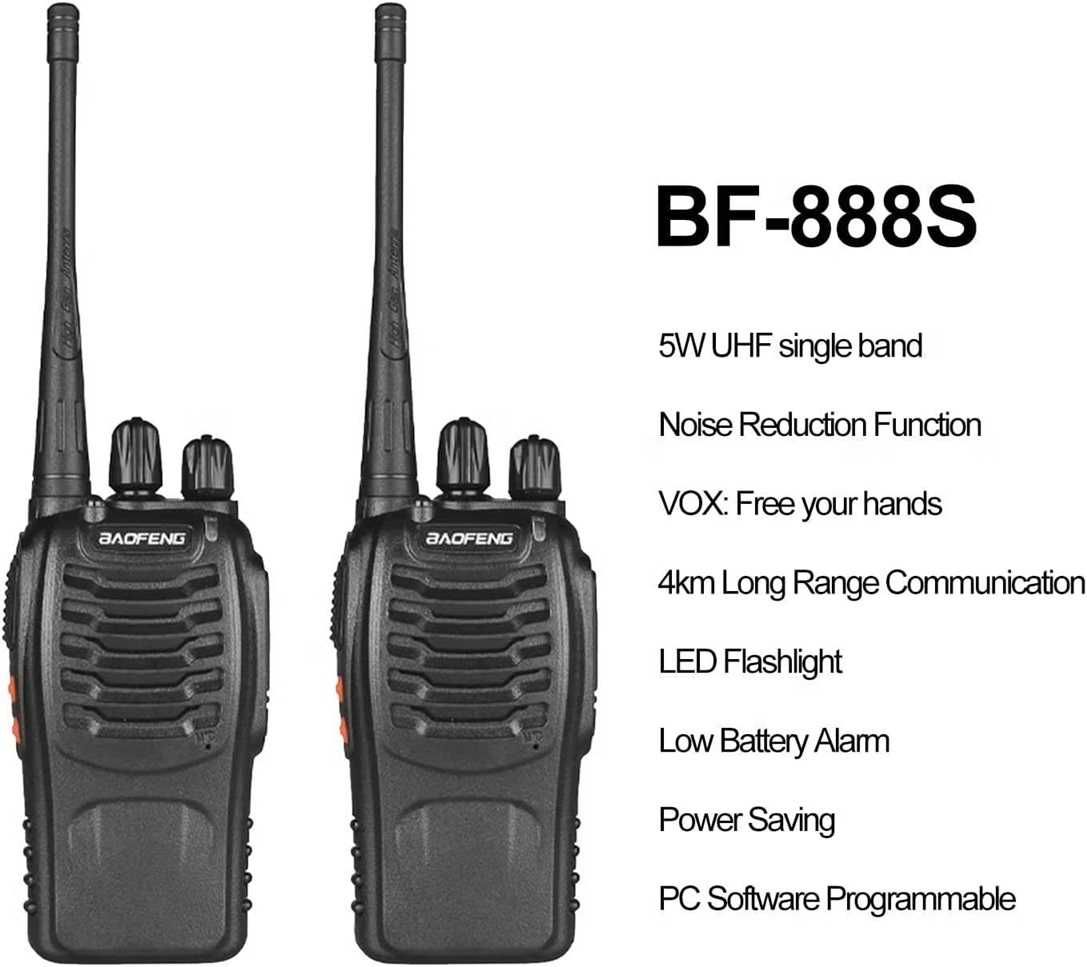 Комплект 2 броя Радиостанция Baofeng BF-888S с 16 канала + хендсфрита