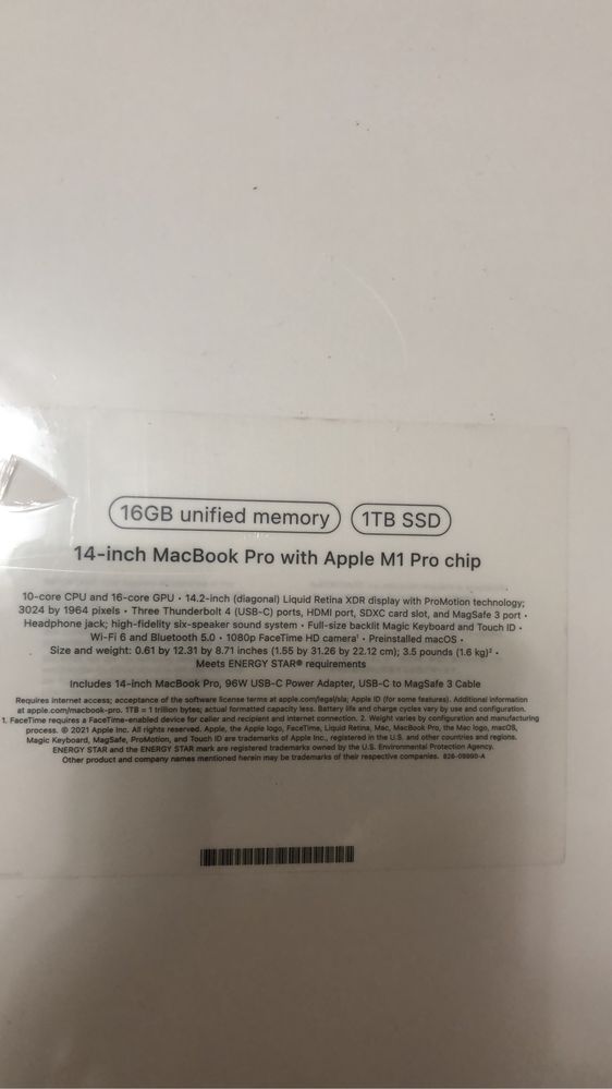 MacBook Pro 14-inch, 1Tb HDD, RAM 16Gb, Model A2442