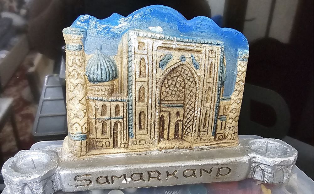 Сувенир подсвечник для 2-х свечей "Самарканд - Регистан, Медресе"