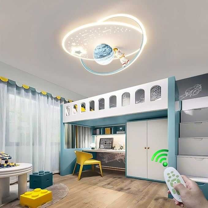 Лед LED Полилей Луна Астронавт Звезда Детска стая Дистанционно 213