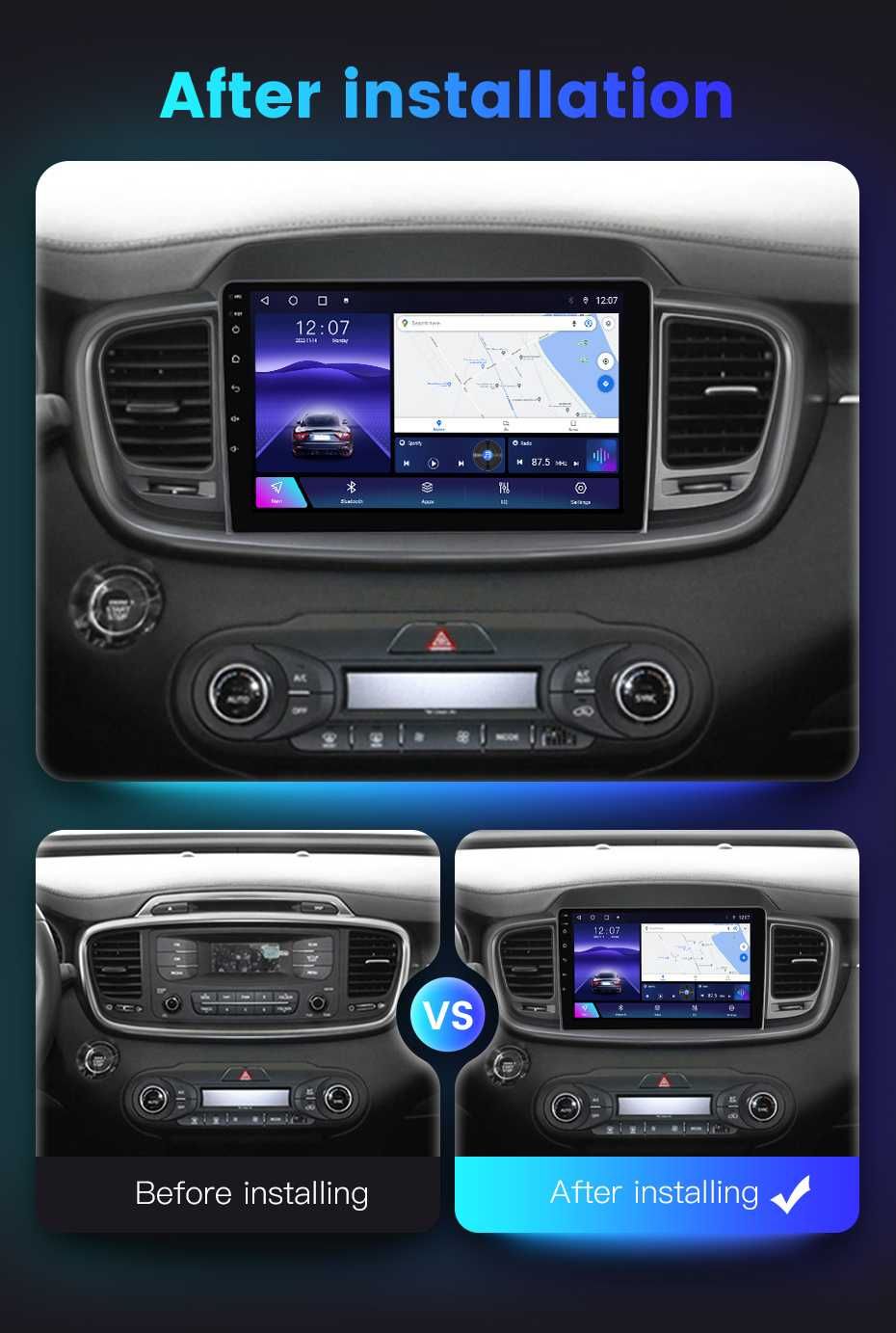 Navigatie Android 13 KIA SORENTO 20014- 18 1/8 Gb Waze CarPlay +CAMERA