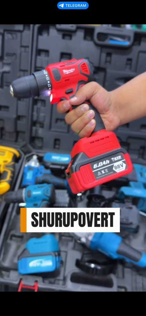 Shurupovert perefarator gaykavert balgarka 4 ta birida kamplekt nabor