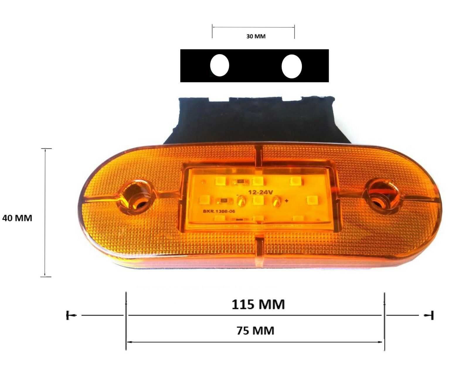 12-24V ЛЕД LED Оранжев Маркер Габарит Токос за камион ремарке