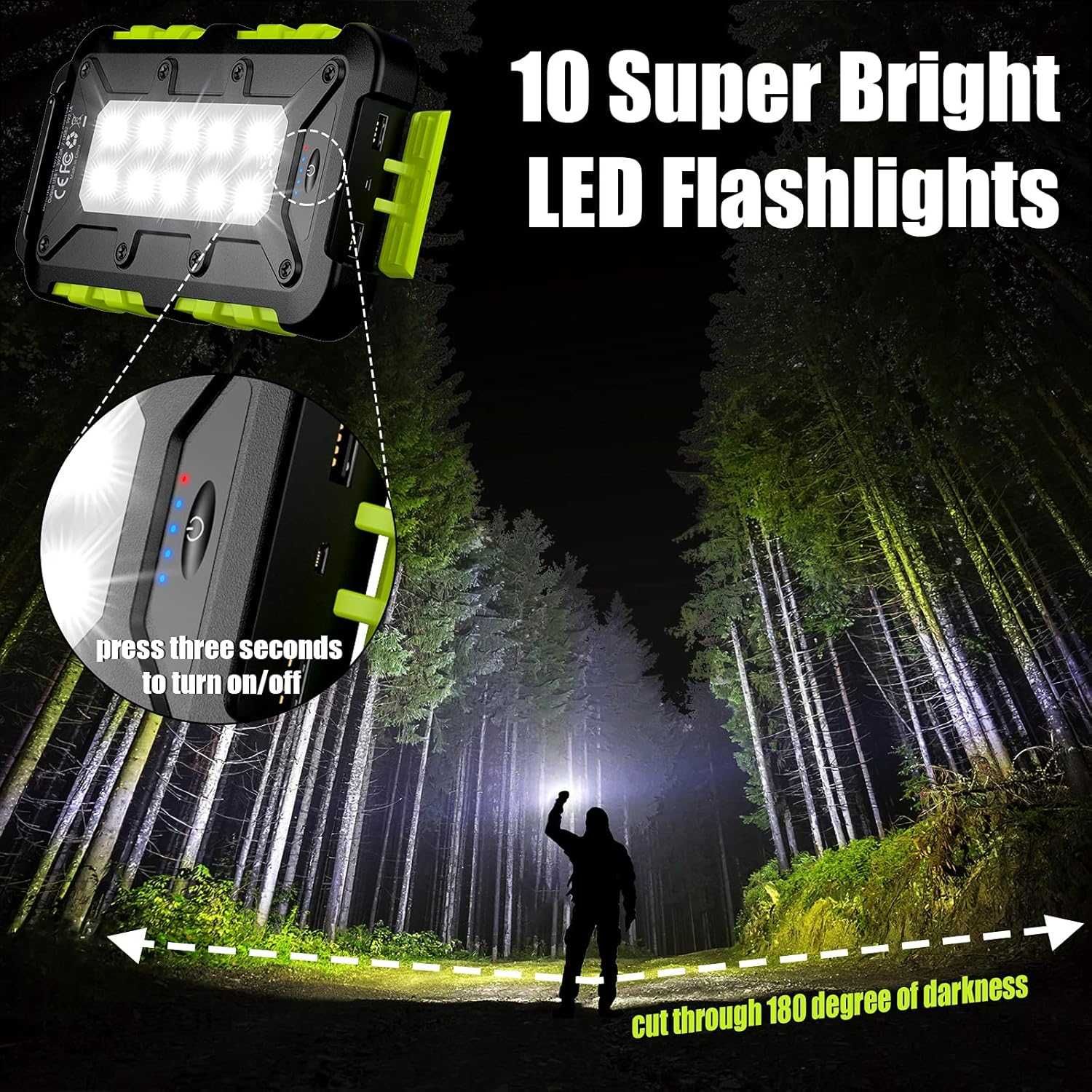 Преносимо слънчево зарядно с 3 изхода и 10 LED фенерчета