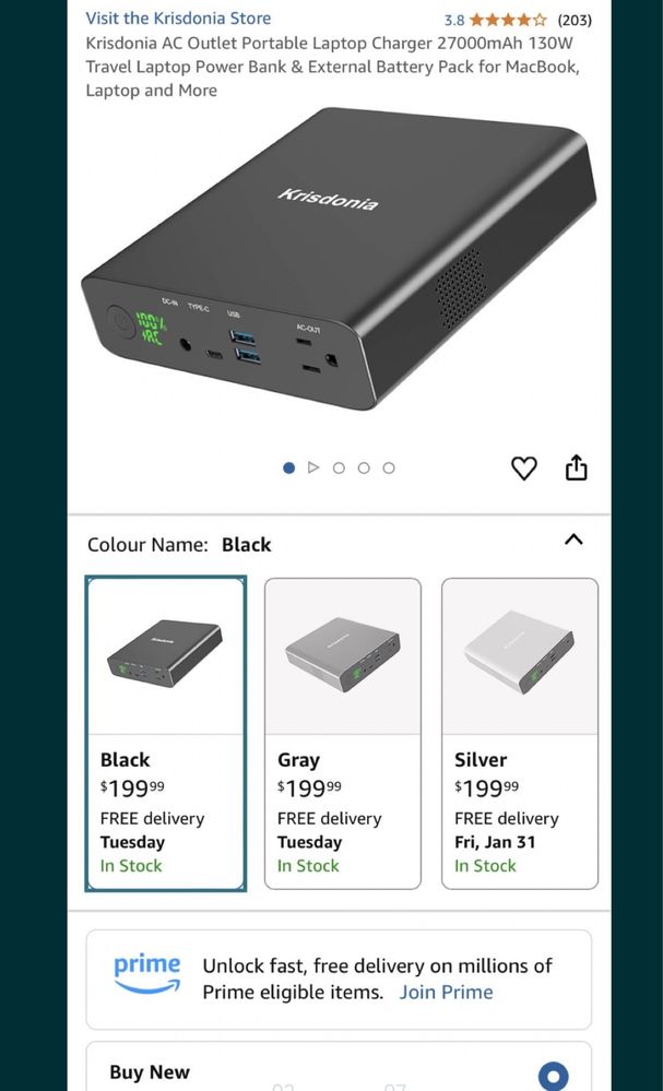 Преносимо зарядно за лаптоп Krisdonia-27000mAh/130w