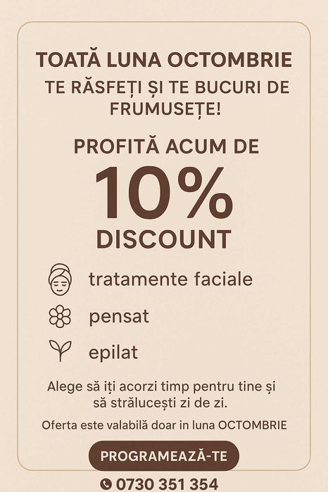 Servicii de cosmetica epilare ceara,pensat +vopsit,tratamente faciale