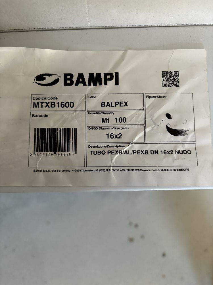 Тръба за подово или радиатори BAMPI Италия 16х2