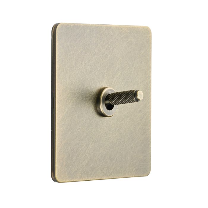 Intrerupator metalic, 2Gang 2Way, 10A, Negru/Auriu, doza inclusa