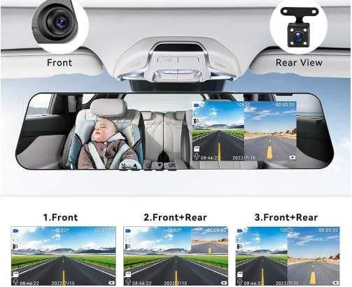 Camera cu inregistrare 2 in 1 fata spate monitor