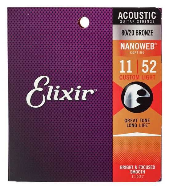 Elixir set de 6 corzi pentru chitară acustică, corzile 80/20 Bronz
