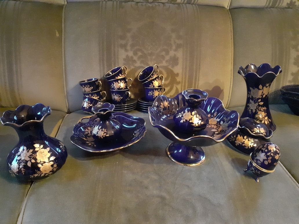 Set porțelan Bavaria cobalt cu aur 24k