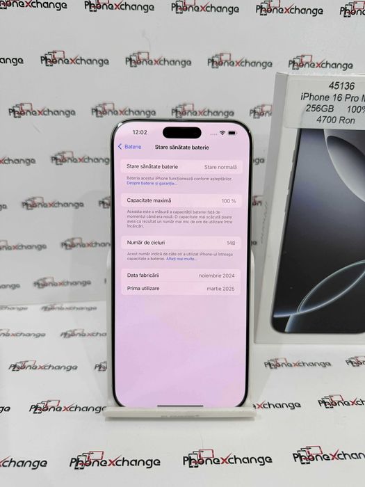 iPhone 16 Pro Max Whie Neverlocked 256GB Impecabil