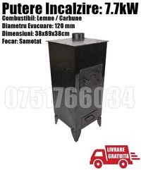 GODIN Soba Lemne Semineu Samotat 7.7kw Negru Casa Livrare GRATUITA BN