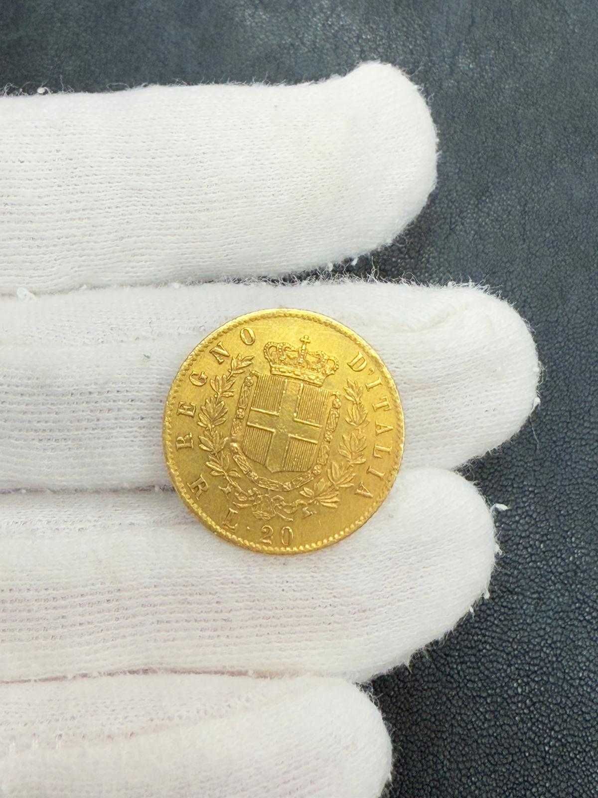 Moneda aur 20 lire Vittorio Emanuele foarte rara