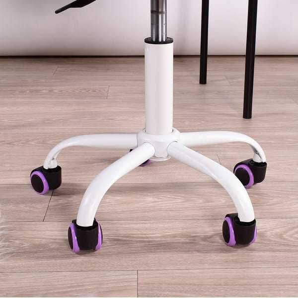 Baza scaun reglabila 42-55 cm, cu roti negre si mov, alb