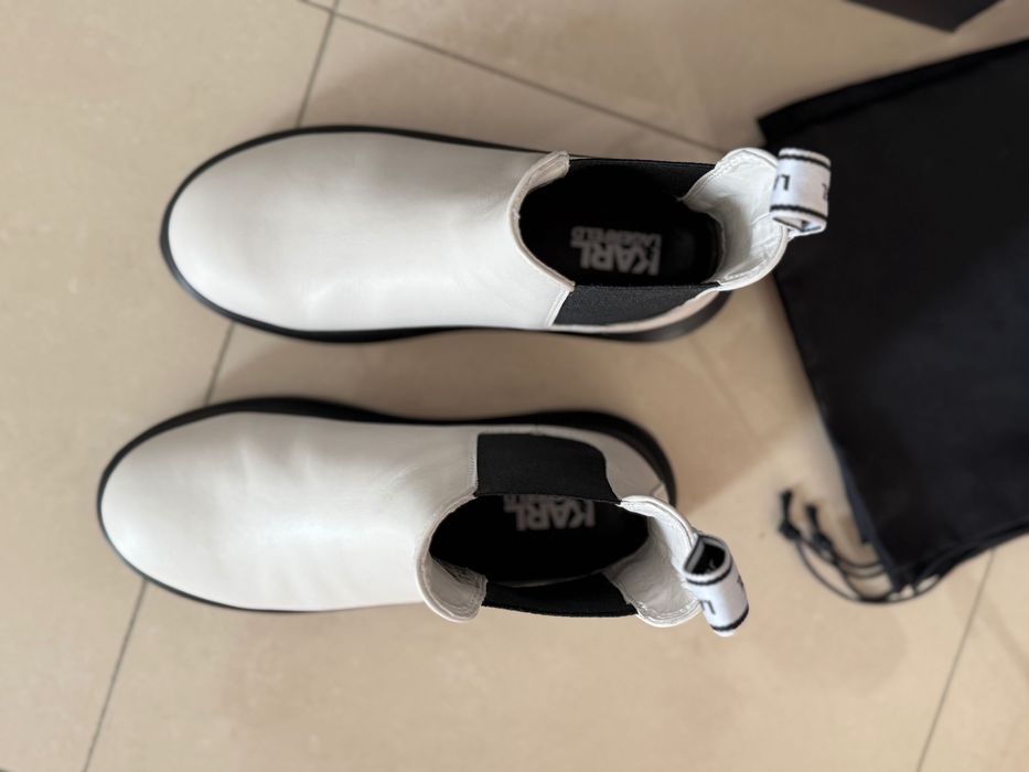 Karl Lagerfeld Кожени боти Chelsea с лого