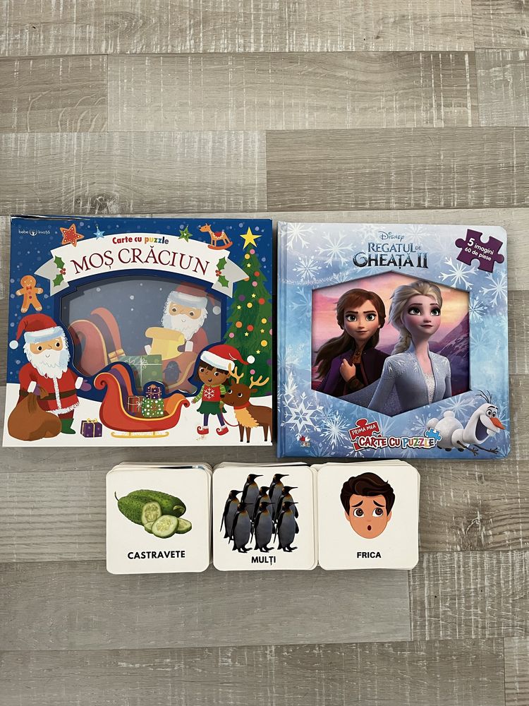 Puzzle Mos Craciun si Frozen plus cartonase copii