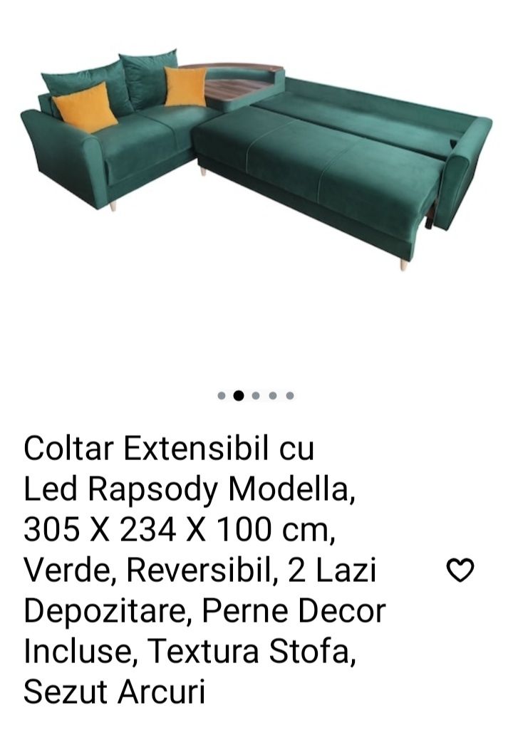 Canapea extensibila noua cu masa (bar iluminat) inclus