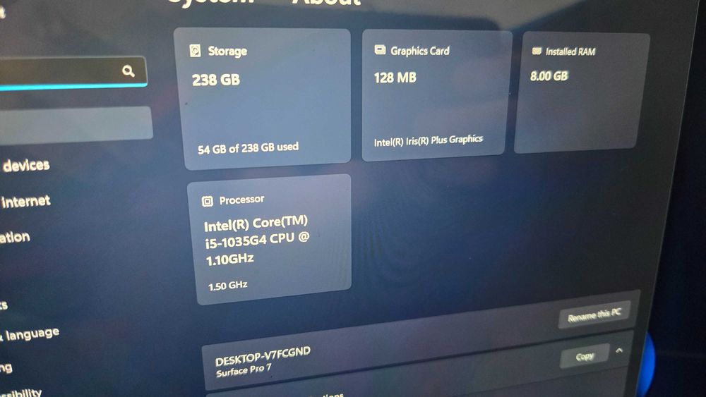 Oferta BF Microsoft Surface Pro 7 ,CPU: I5-1035G4 ,256 Gb, Pen + docki