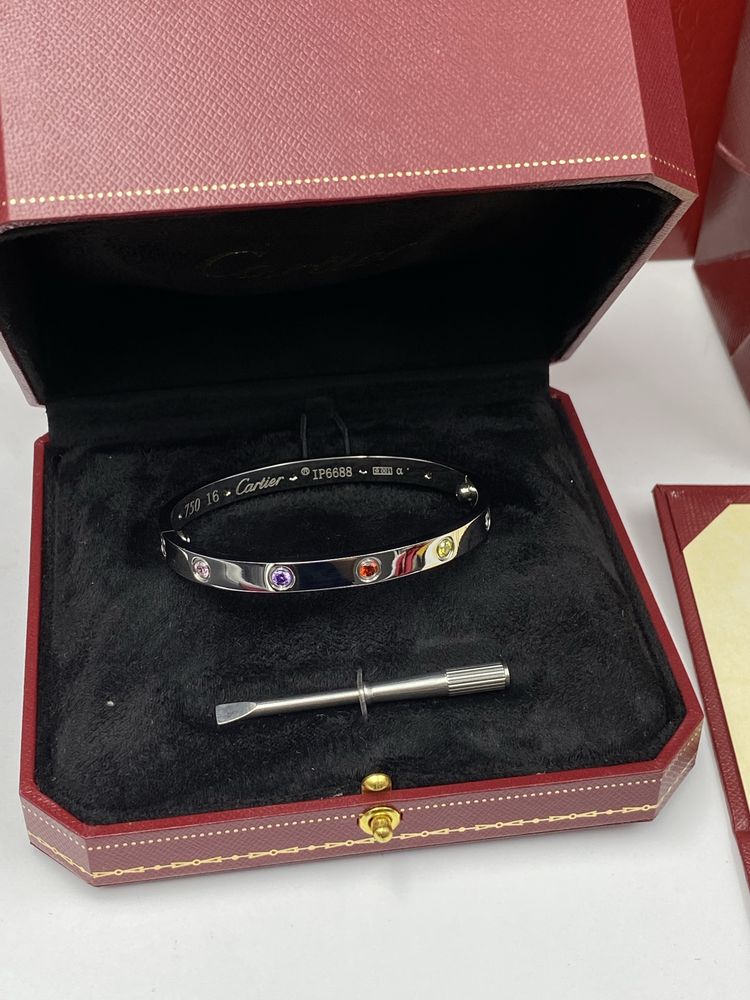 Brățară Cartier Love - unisex - 10 Diamonds 16 White Gold 750 Full Box
