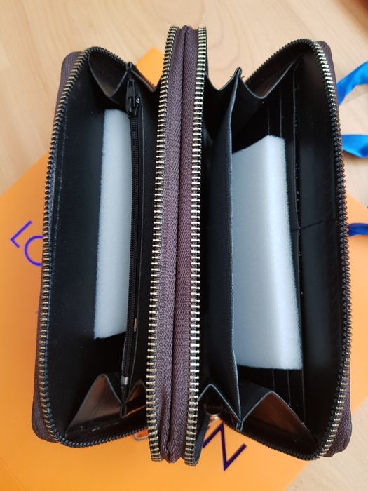 Portofel dublu/2 fermoare Louis Vuitton  logo metalic auriu