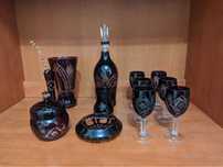 Set cristal roșu rubin format din 12 piese