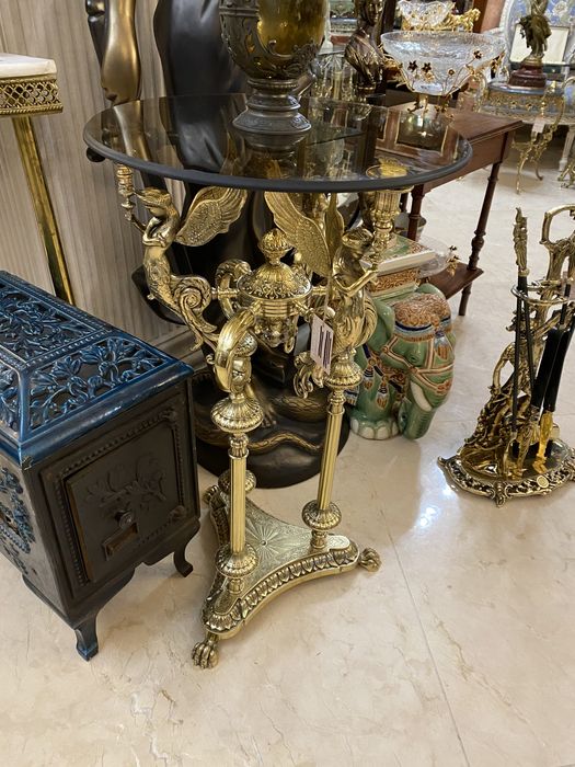 Masuta bronz masiv/ blat sticla securizata