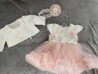 Set fetița vara , rochie , bolerou si bentita
