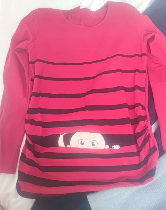Haine gravida toamna-iarna marime S pantaloni raiat, bluza, rochie-sal