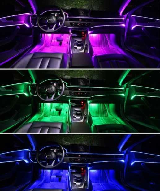 LED лента амбиентно осветление с дистанционно интериор кола автомобил
