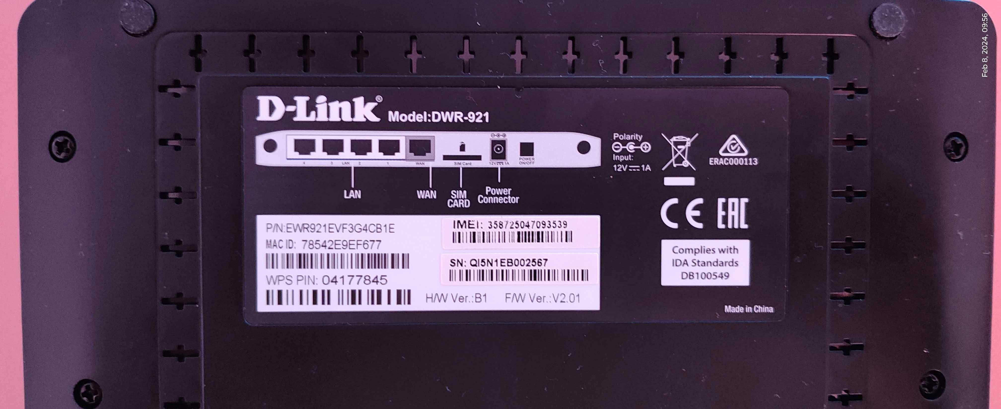 Router Wireless D-link DWR-921 cu slot SIM card, LTE 4G