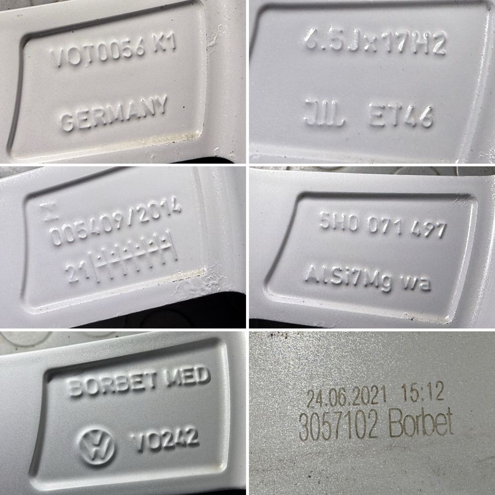 4бр. КАТО НОВИ ОРИГИНАЛНИ 17” ДЖАНТИ 5x112 за -VW/VAG- 6,5Jx17H2, ET46