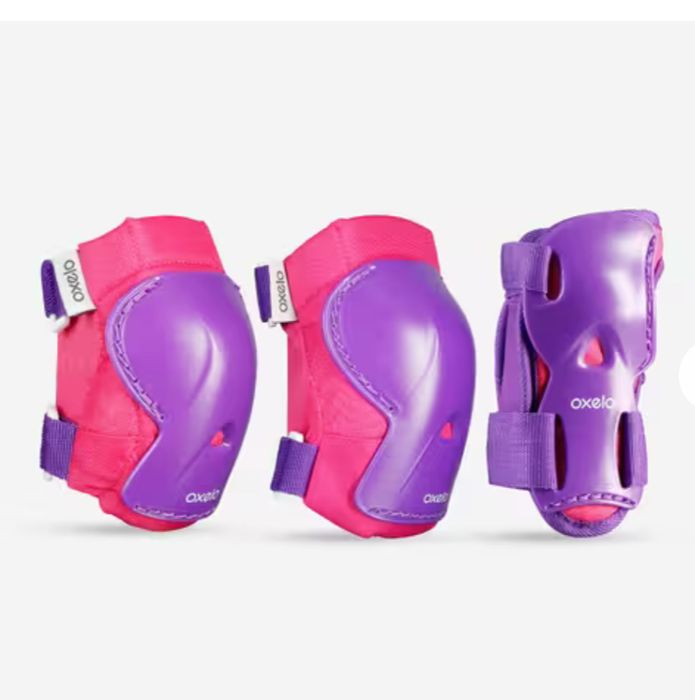 Set 3 protecţii role/skateboard PLAY Roz Copii