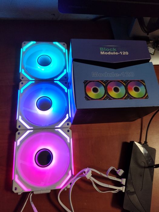 Set ventilatoare 3 pack ,infinity mirror albe non rev,blockchain,sh