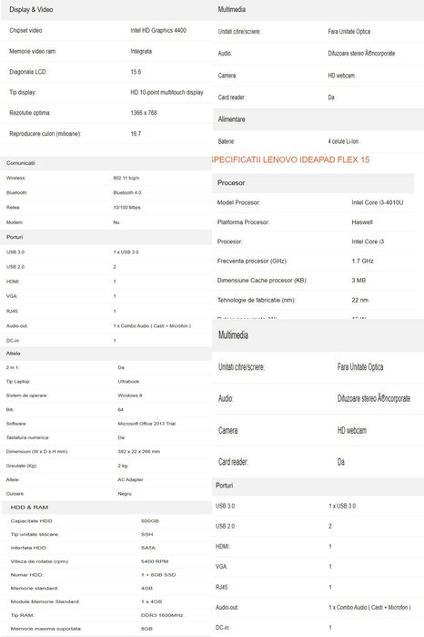 Laptop Lenovo .  i3,  15,6 inch , SSD,   baterie noua !