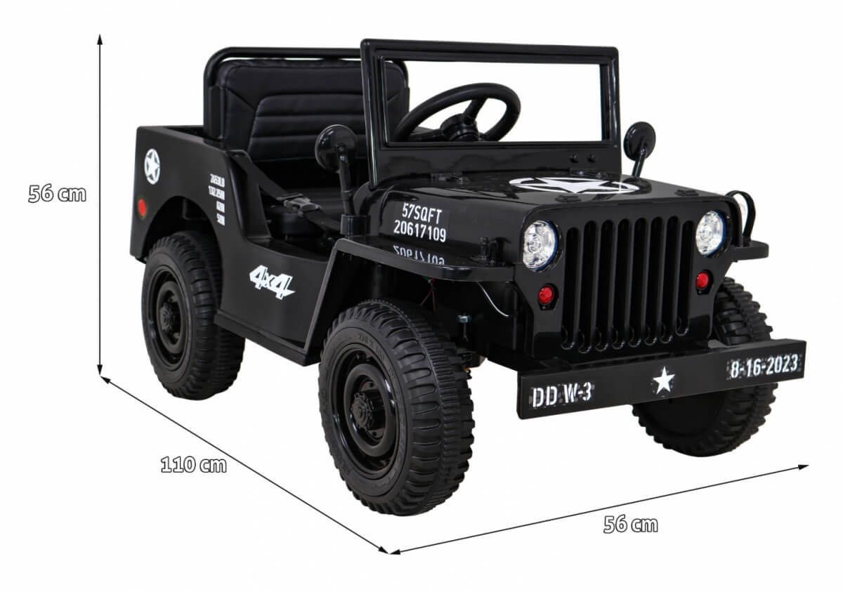 Masinuta electrica pentru copii JEEP Militar LUX 4×4 (103) Negru