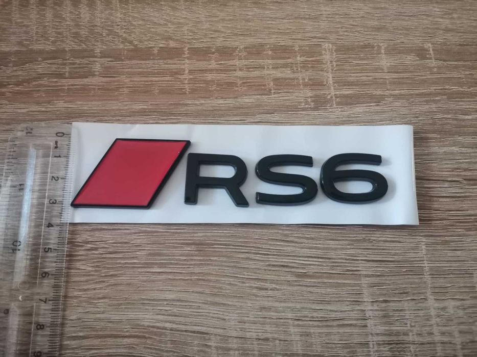 емблема Audi RS6 нов стил черно с червено