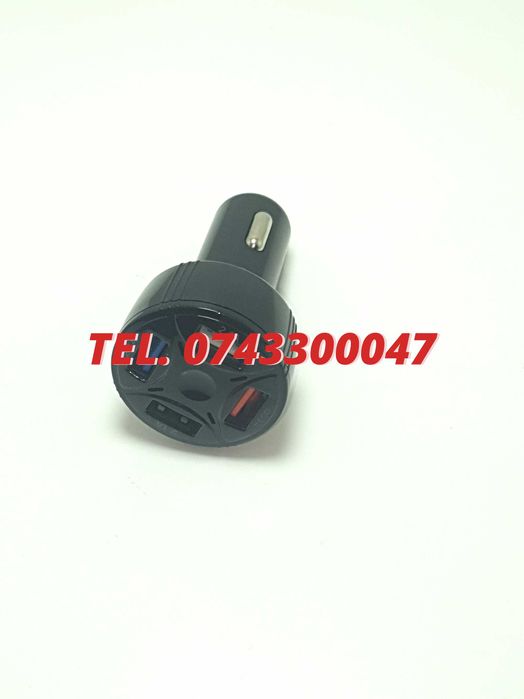 Incarcator Masina Auto 4 Porturi Bricheta Usb Qc Incarcare Rapida