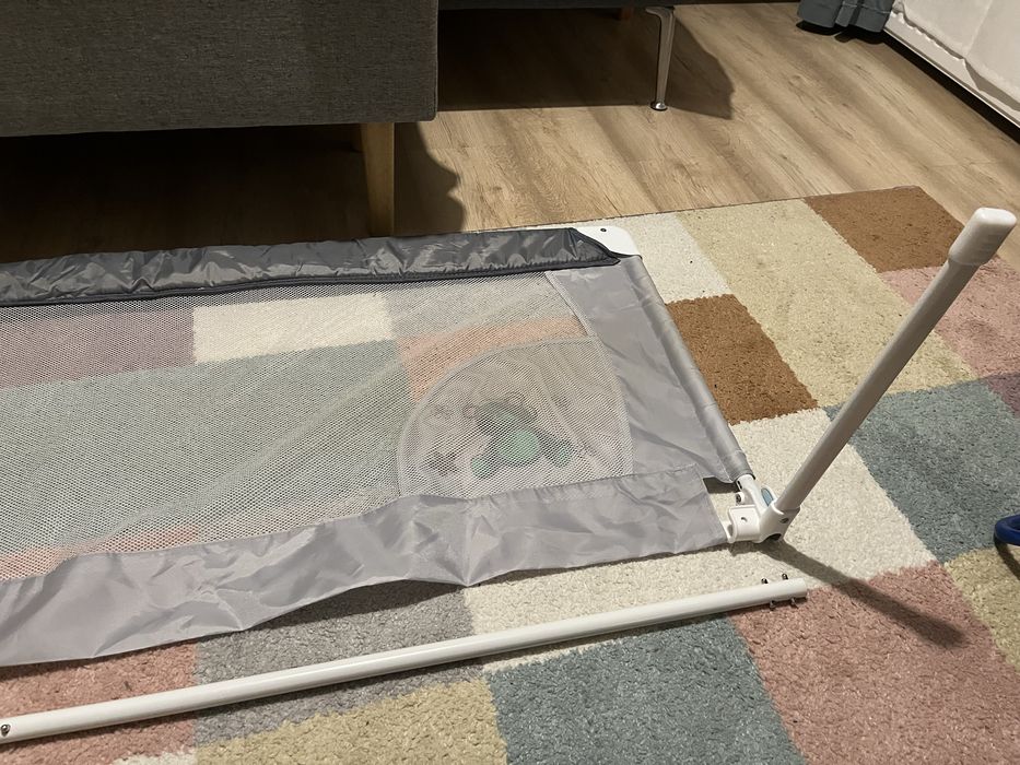 Bariera de protectie pentru pat, Wunderkid, 150x58 cm, Gri