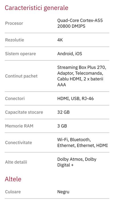 MediaPlayer TV THOMSON Streaming Box Plus 270. 4K. Google TV. Wi-Fi