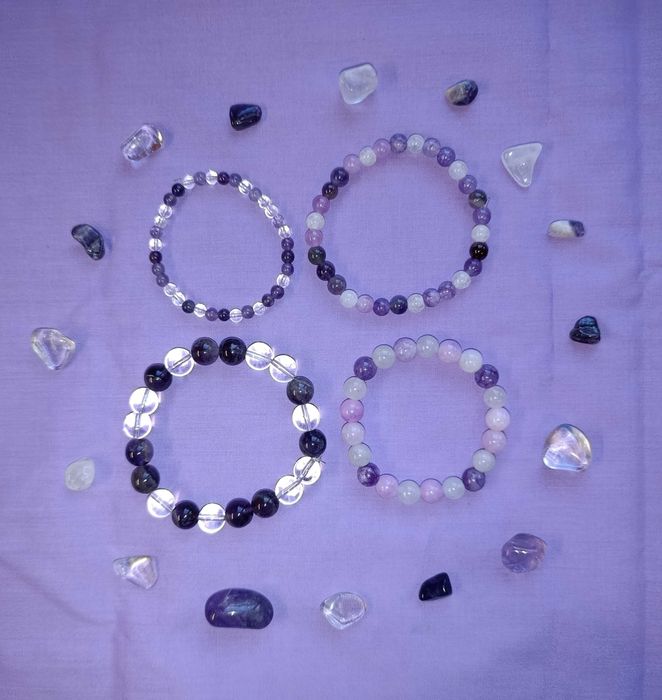 Гривна "Сила и Вдъхновение"  аметист и планински кристал