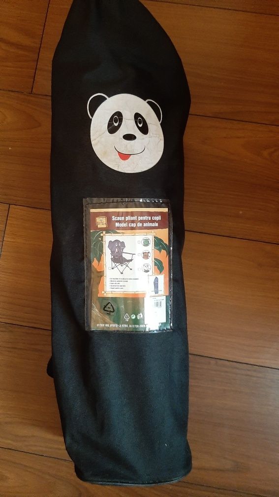 Scaun pliant copii cap panda cu husa