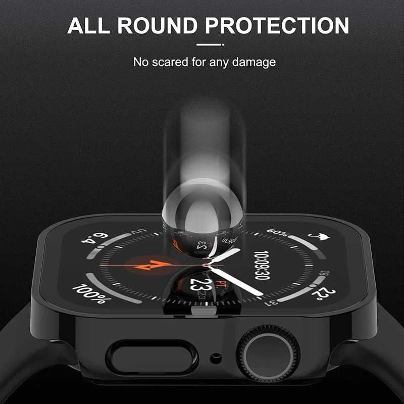 Protectie rama + folie sticla bumper ceas Apple Watch seria 7 8 45mm