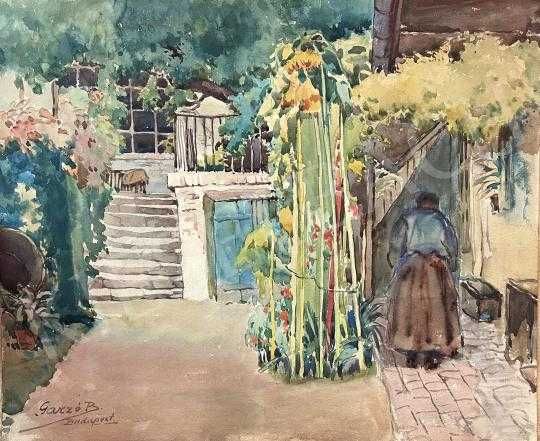 Acuarelă-GARZÓ BERTALAN (1882-1959). Etichetă expo Artist cu cotă mare