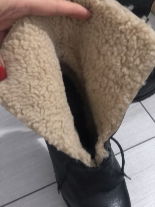Botine din piele si blana naturala de ovine,38