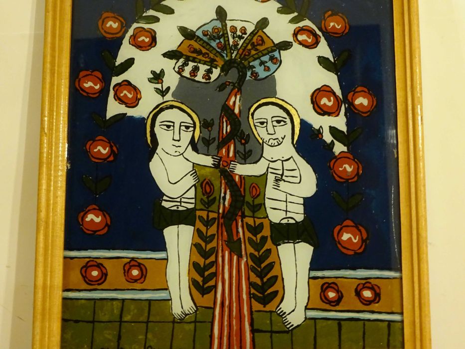 Icoana pe sticla ‘Adam si Eva’, zugrav Feur Gheorghe, din Nicula
