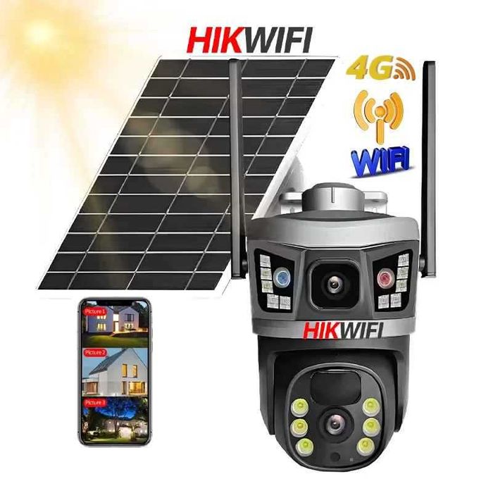 V380PRO 4MP HD PTZ Двойна Соларна Камера с Автоматично Проследяване