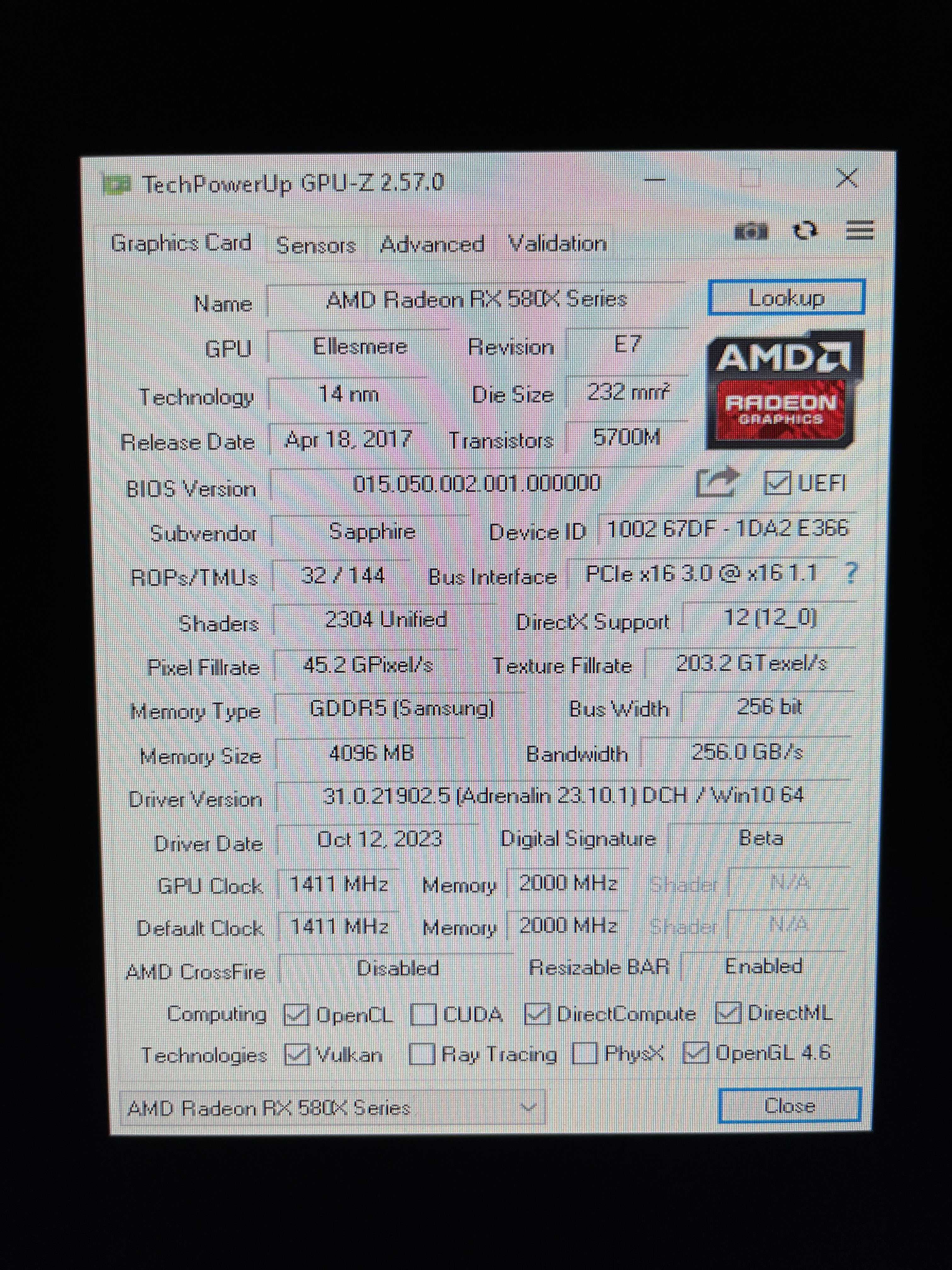 Rx 580 4gb sapphire nitro+