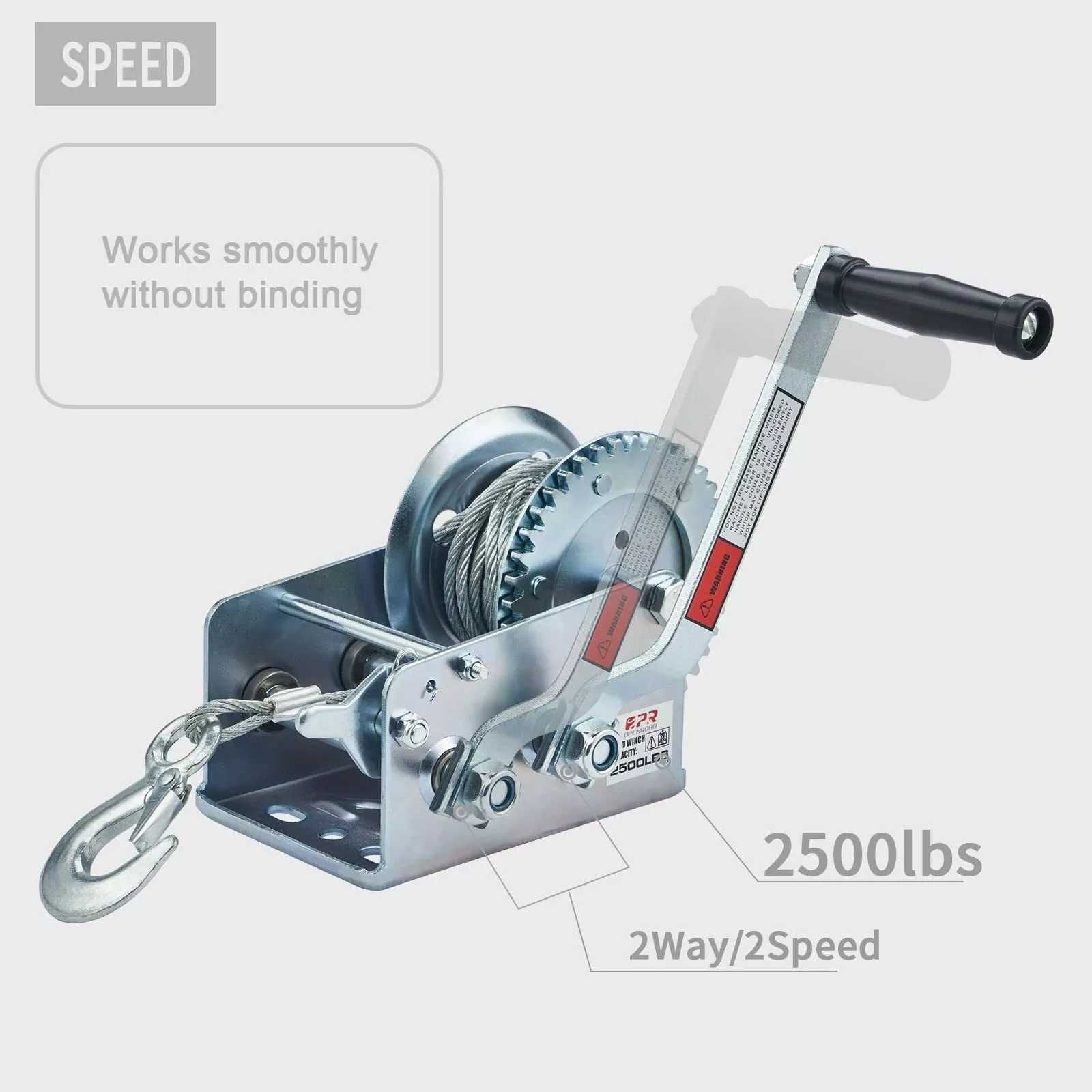 Troliu manual 2500lbs/1150kg pentru remorci platforme auto