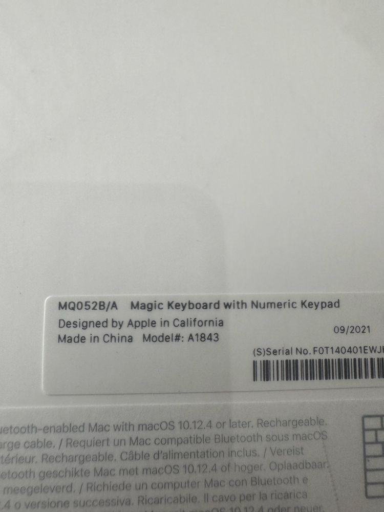 Tastatura Apple Magic Keyboard with Numeric Keybord A1843 noua
